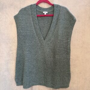 J.Jill Cotton Blend Sage Green V-Neck Relaxed Fit Knit Vest Women Size XL